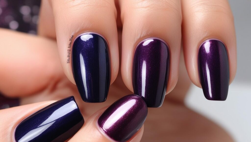 manicura de moda 2025, uñas lip gloss tono obscuro