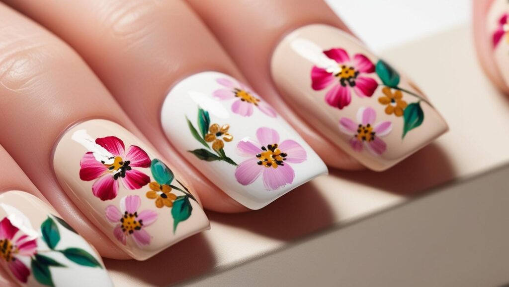 manicura primavera 2025 - flores mini